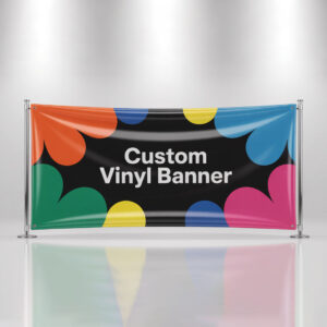 Golden Paper Prints custom vinyl banner for events, promotions, and outdoor advertising in Sharjah, Dubai, UAE.
